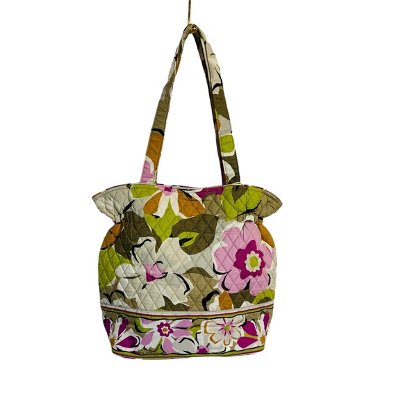 Vera Bradley Shoulder Bag Laura Style Portobello Road Pattern Purse Green Purple - Picture 2 of 7